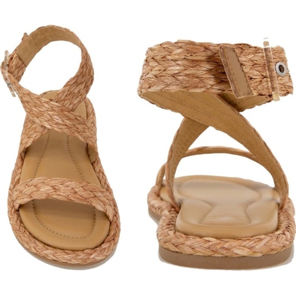 SPLENDID Persia Raffia Ankle Wrap Leather Flat Sandal Size 6.5 - Picture 1 of 10